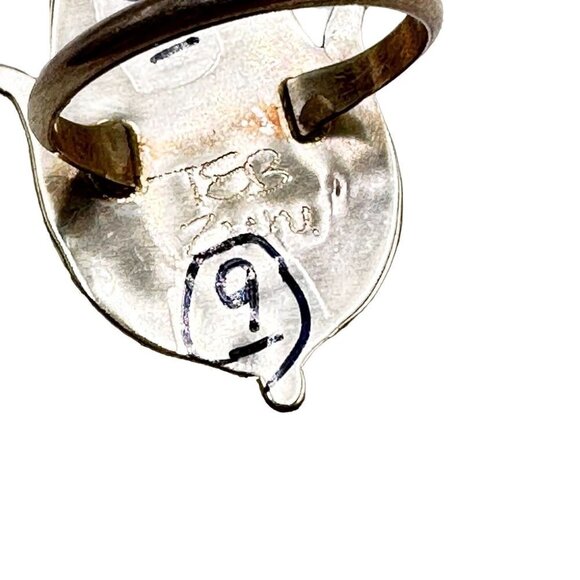 Native American Zuni Tracy Bowekaty Turquoise Corn Maize Sterling Ring size 9 - Picture 2 of 6